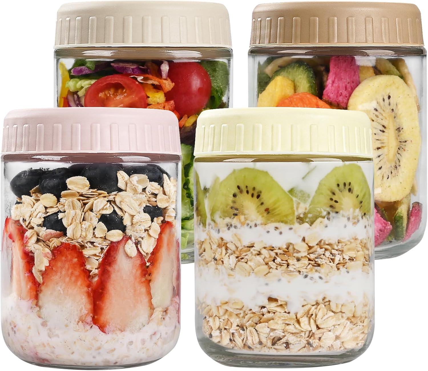 Meal Prep Overnight Oats - SHOWIN Overnight Oats Containers with Lids,