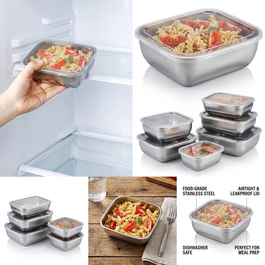 5PCS Stainless Steel Food Stor - Meal Prep Ideas incelemesi ve fiyatı