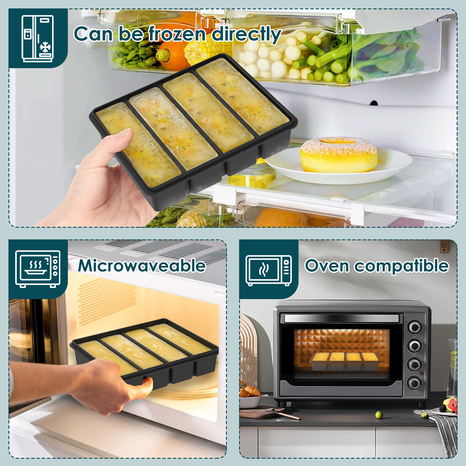 4 Pack Silicone Freezer Tray w - Meal Prep Ideas incelemesi ve fiyatı
