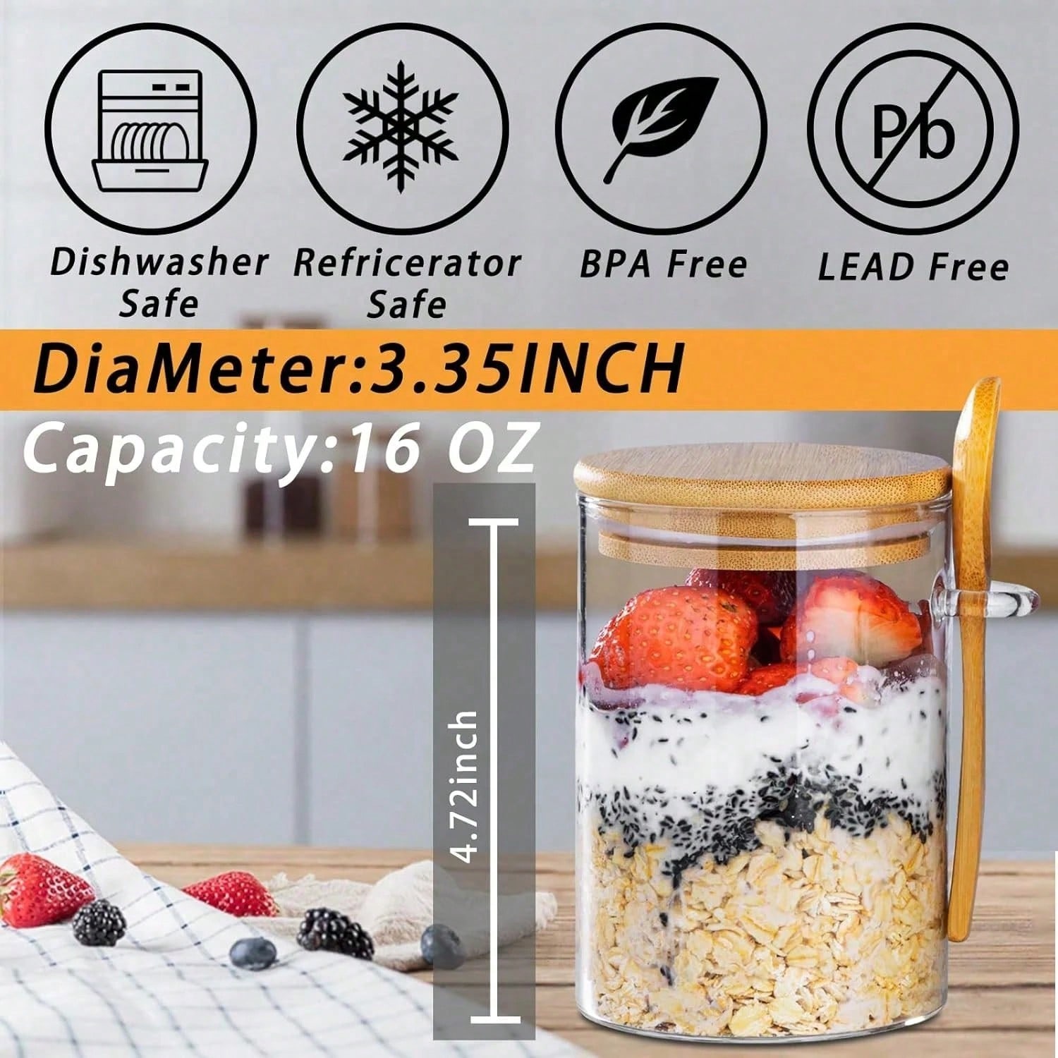 4 PCS Overnight Oats Container - Meal Prep Overnight Oats incelemesi ve fiyatı