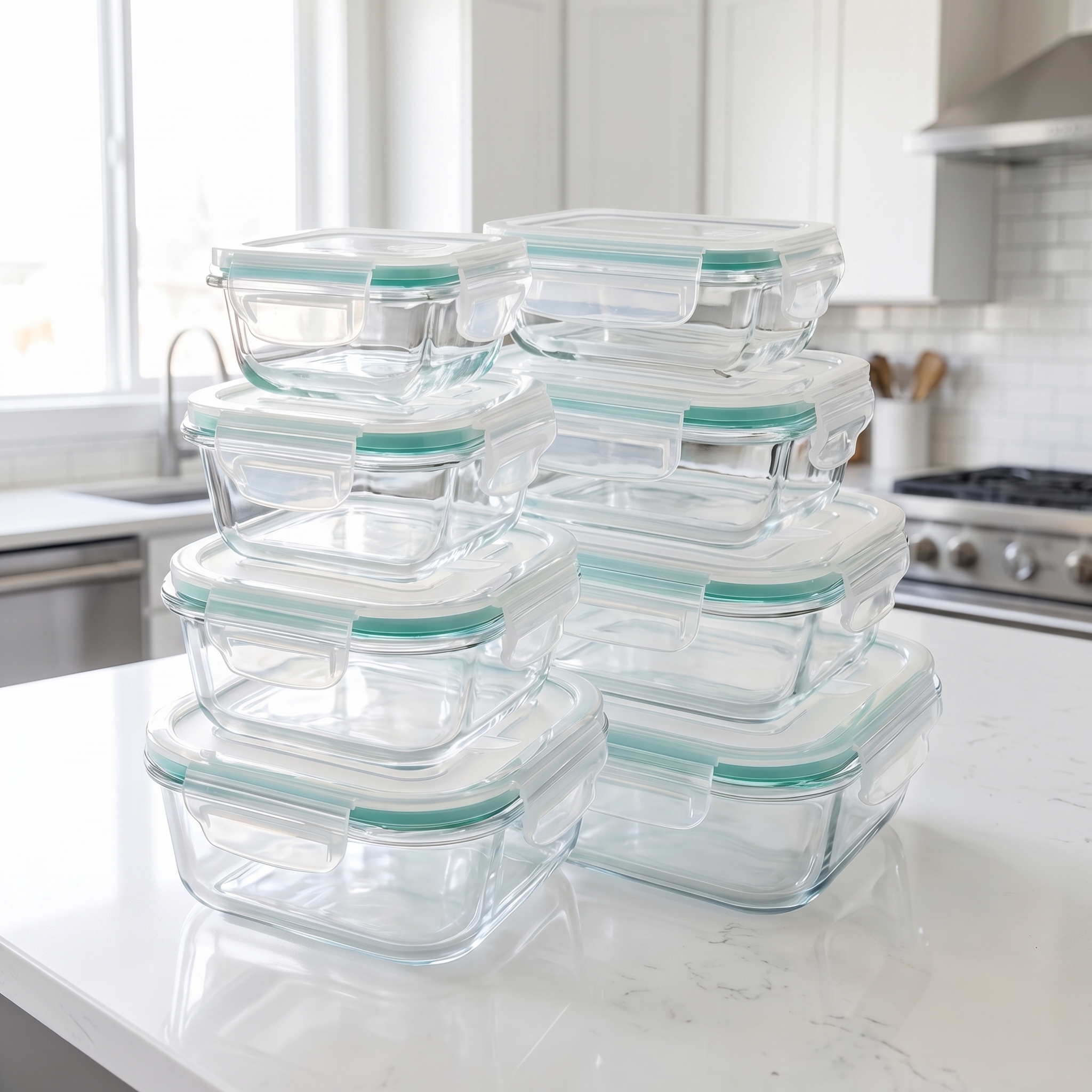 A set of 8 food storage contai - Glass Container Set incelemesi ve fiyatı