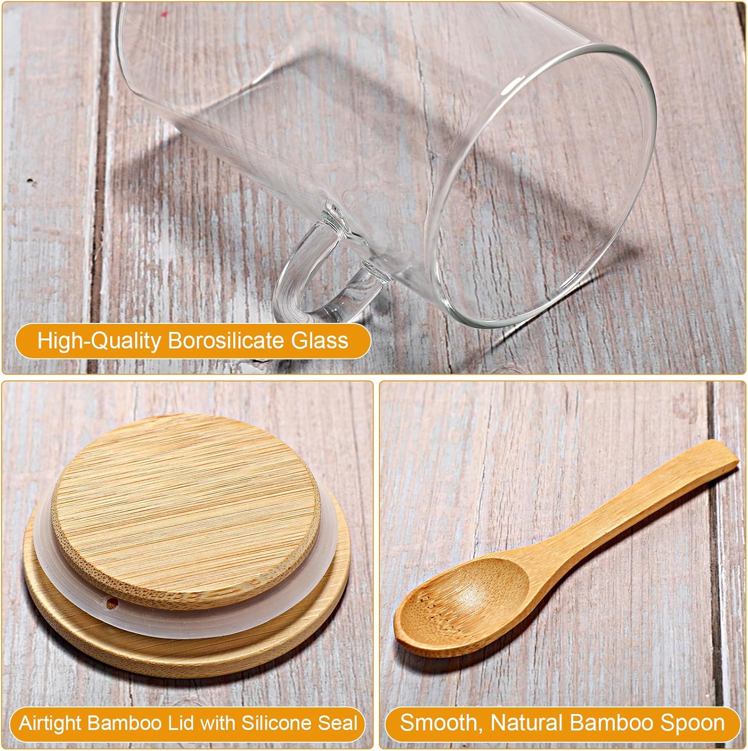 10 Pack Glass Jars with Bamboo - Glass Container Set incelemesi ve fiyatı