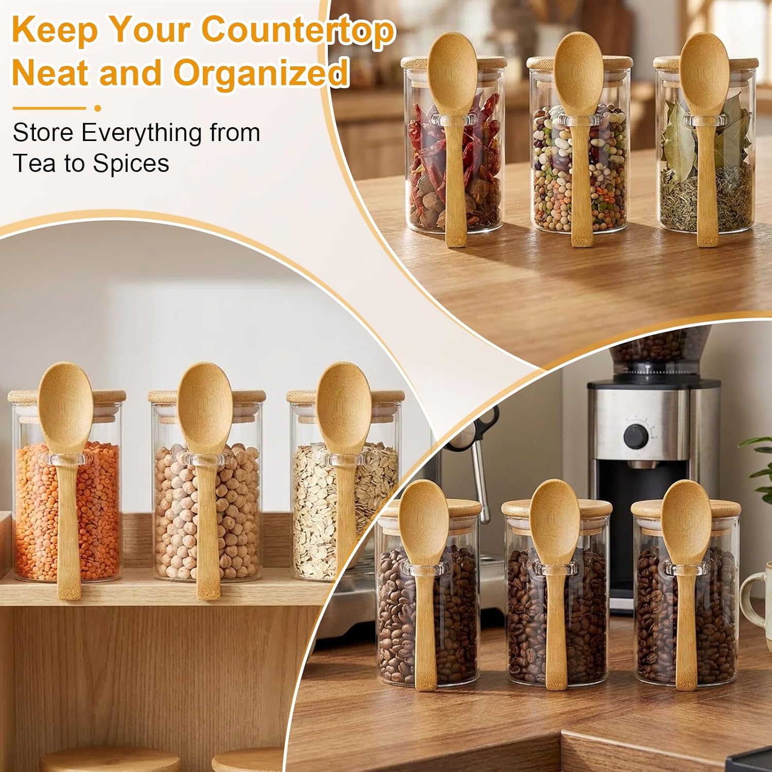 10 Pack Glass Jars with Bamboo - Glass Container Set incelemesi ve fiyatı