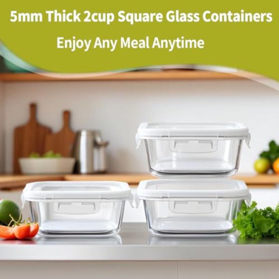 16oz Square Glass Food Storage - Meal Prep Bowl incelemesi ve fiyatı