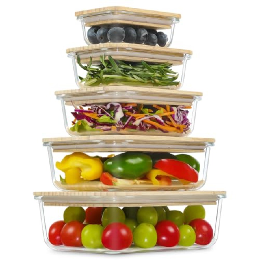 Glass Containers with Bamboo L - Meal Prep Kitchen incelemesi ve fiyatı