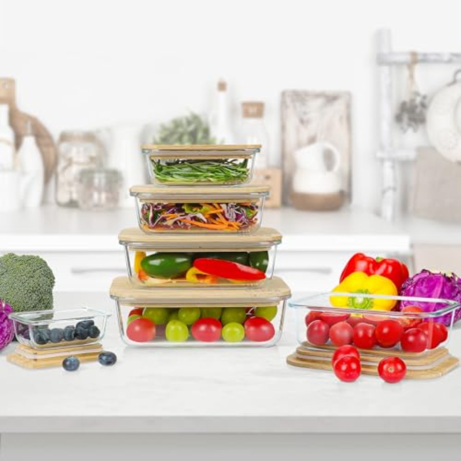 Glass Containers with Bamboo L - Meal Prep Kitchen incelemesi ve fiyatı