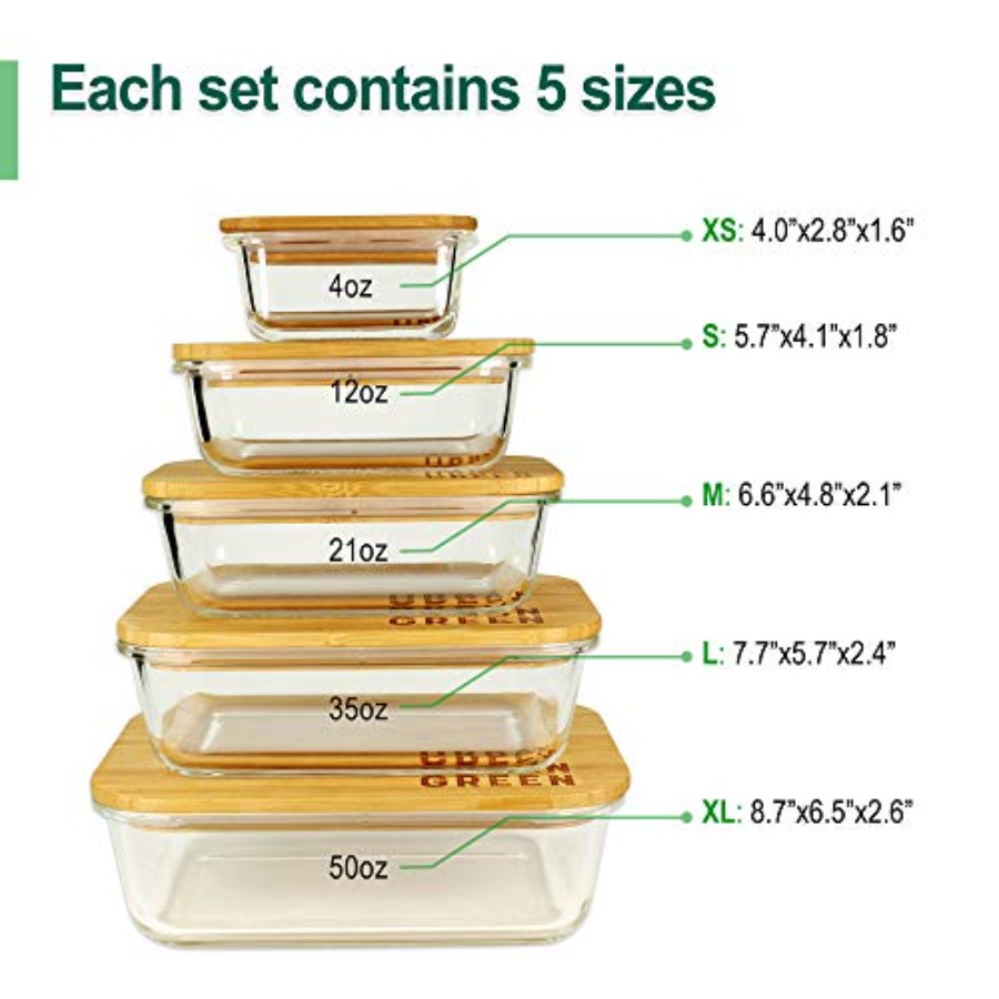 Glass Containers with Bamboo L - Meal Prep Kitchen incelemesi ve fiyatı
