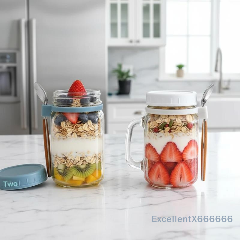 500ml Glass Container for Over - Meal Prep Overnight Oats incelemesi ve fiyatı