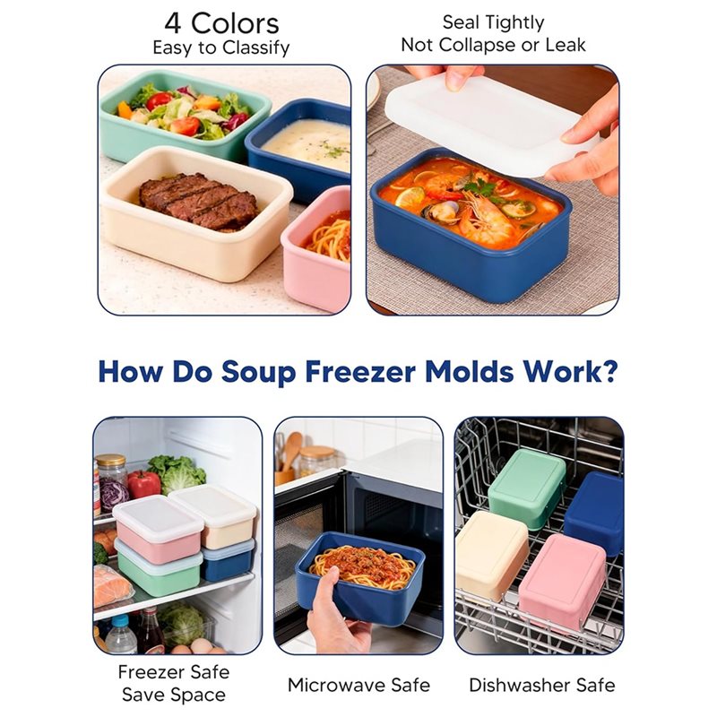 AB33-4-Pack Silicone Freezer M - Meal Prep Ideas incelemesi ve fiyatı