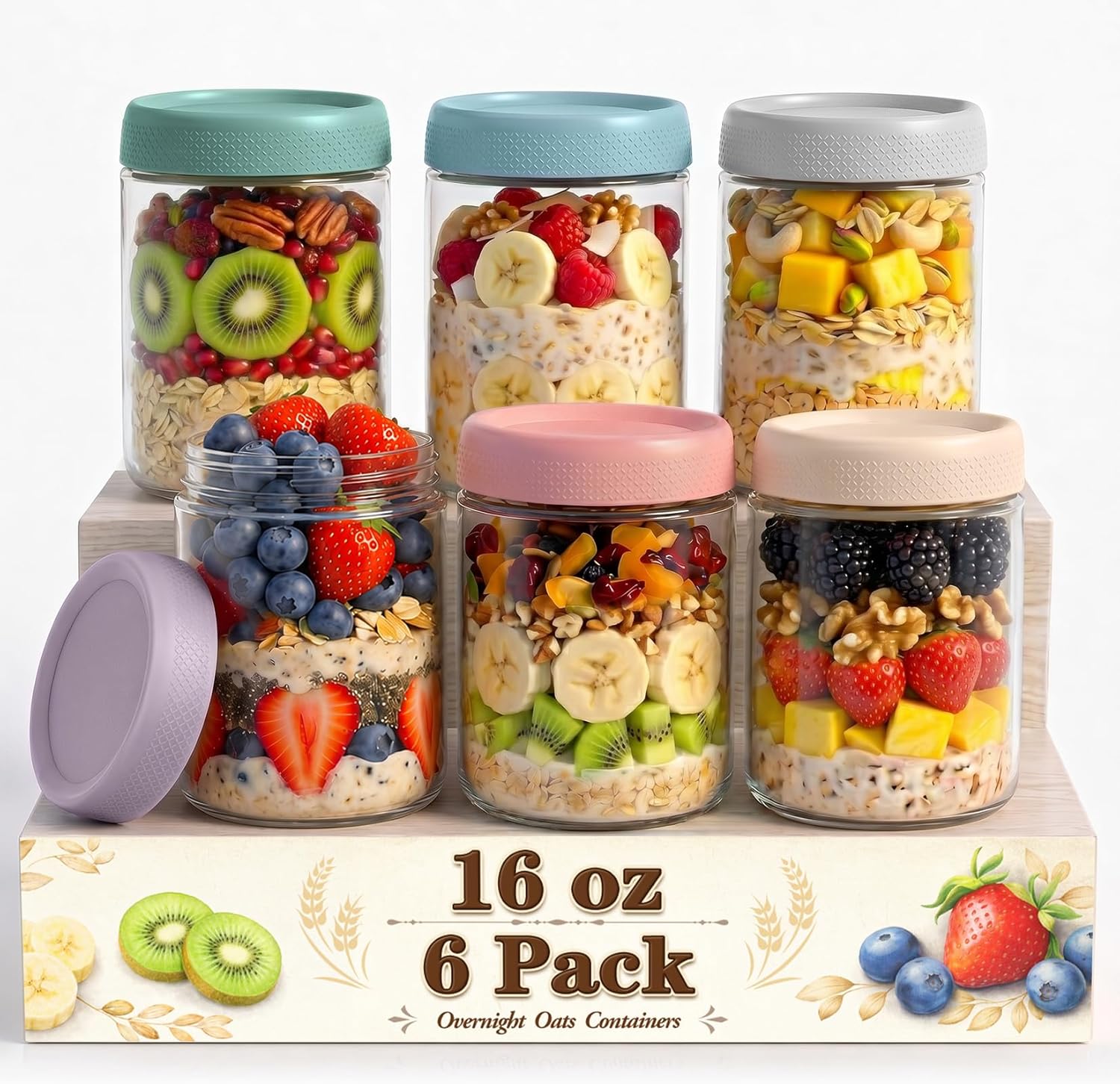 6 Pack 16oz Overnight Oats Con - Meal Prep Overnight Oats incelemesi ve fiyatı