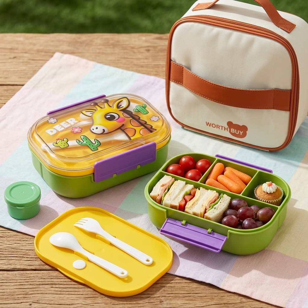Cute Kids Bento Box 4 Compartm - Meal Prep Bowl incelemesi ve fiyatı